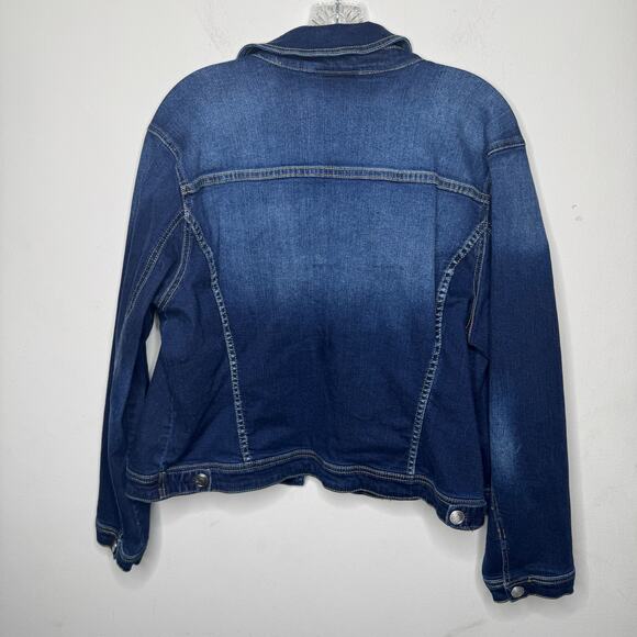Lane Bryant Women’s Plus 18‎ Stretch Denim Jean Jacket Blue Button Front - Picture 3 of 6
